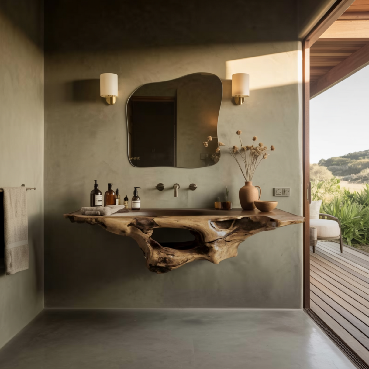 Hollowform Solid Wood Floating Bathroom Vanity