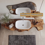 Hollowform Solid Wood Floating Bathroom Vanity with Open Storage - Timberustic Floating Bathroom Vanity with Open Storage