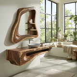 Hollowmere Sculpted Solid Wood Floating Bathroom Vanity with Open Storage
