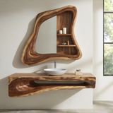 Hollowmere Sculpted Solid Wood Floating Bathroom Vanity with Open Storage