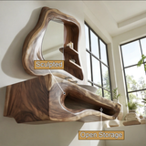Hollowmere Sculpted Solid Wood Floating Bathroom Vanity with Open Storage