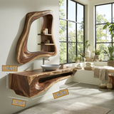Hollowmere Sculpted Solid Wood Floating Bathroom Vanity with Open Storage