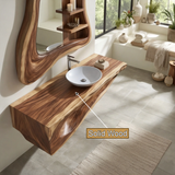 Hollowmere Sculpted Solid Wood Floating Bathroom Vanity with Open Storage