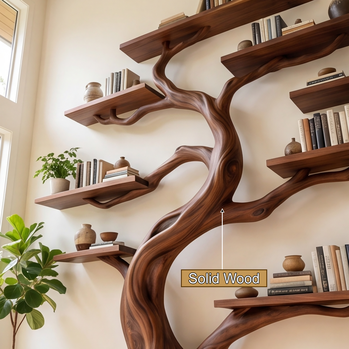 Ironbark Handcrafted Solid Wood Tree Bookshelf
