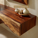 Ironbark Live Edge Solid Wood Floating Bathroom Vanity with Open Storage