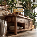 Ironwood Crest Live Edge Solid Wood Freestanding Bathroom Vanity With Cabinet
