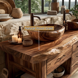 Ironwood Crest Live Edge Solid Wood Freestanding Bathroom Vanity With Cabinet
