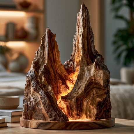 Kaeldrift Sculpted Solid Wood Mountain Table Lamp SPA183590 - Timberustic Table Lamp