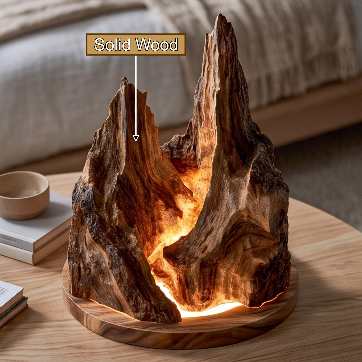 Kaeldrift Sculpted Solid Wood Mountain Table Lamp SPA183590