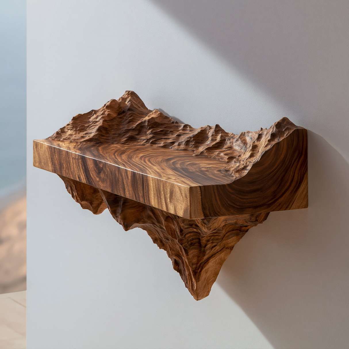 Kaelith Handcrafted Solid Wood Mountain Floating Shelf - Timberustic Floating Shelf