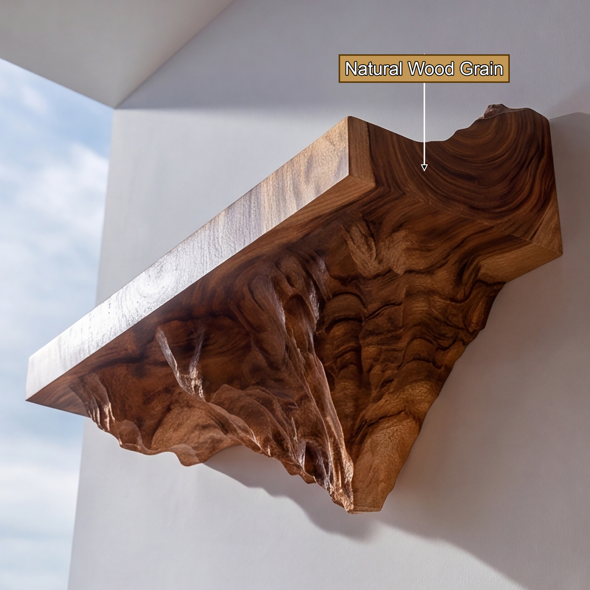 Kaelith Handcrafted Solid Wood Mountain Floating Shelf - Timberustic Floating Shelf