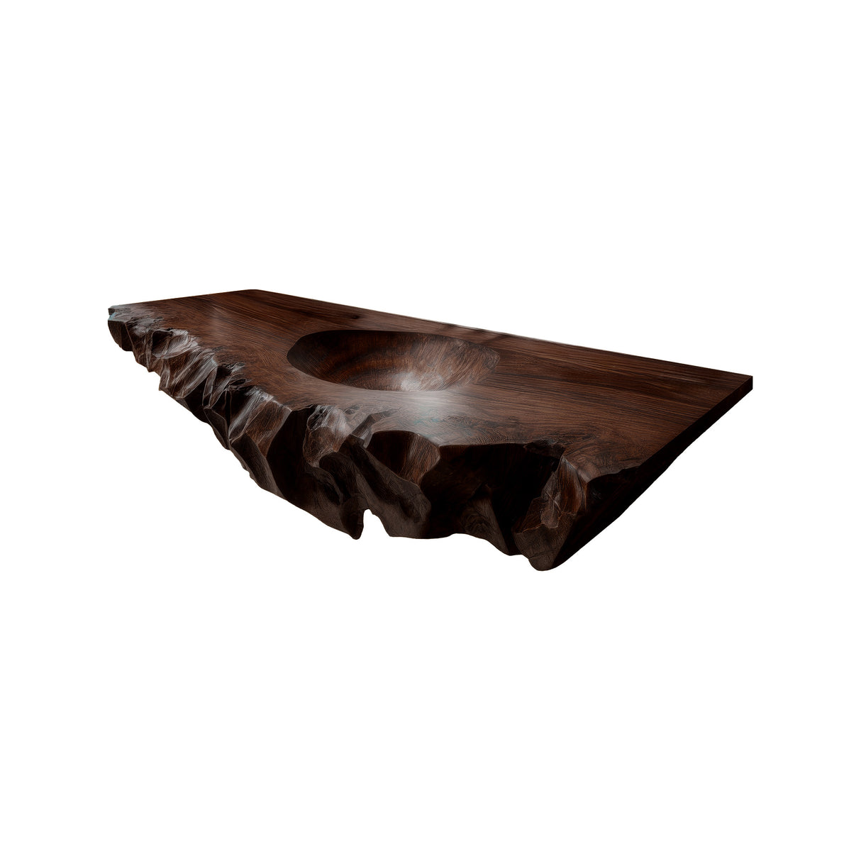 Kaelith Live Edge Solid Wood Floating Bathroom Vanity with Integrated Sink Dark Walnut - Timberustic Floating Bathroom Vanity with Integrated Sink