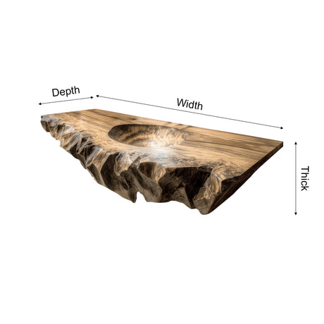 Kaelith Live Edge Solid Wood Floating Bathroom Vanity with Integrated Sink - Timberustic Floating Bathroom Vanity with Integrated Sink