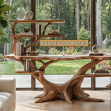 Kaelith Rootform Solid Wood Console Table with Shelves - Timberustic Console Table with Shelves