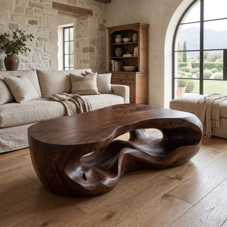 Kaelith Sculpted Solid Wood Coffee Table