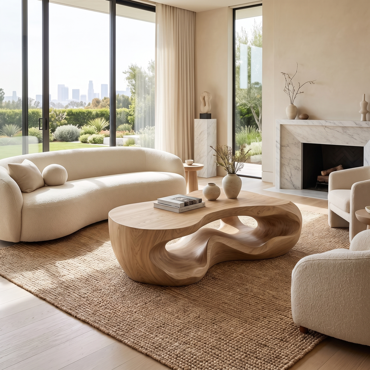 Kaelith Sculpted Solid Wood Coffee Table