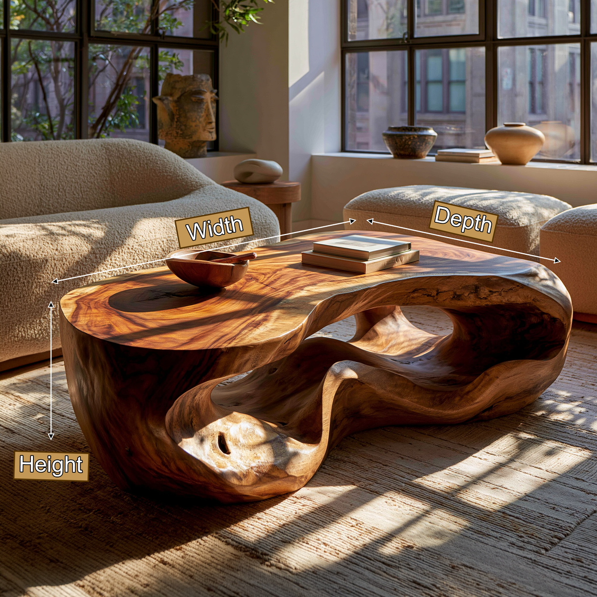 Kaelith Sculpted Solid Wood Coffee Table - TimbeRustic Coffee Table