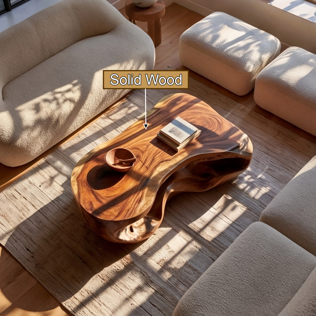 Kaelith Sculpted Solid Wood Coffee Table - TimbeRustic Coffee Table