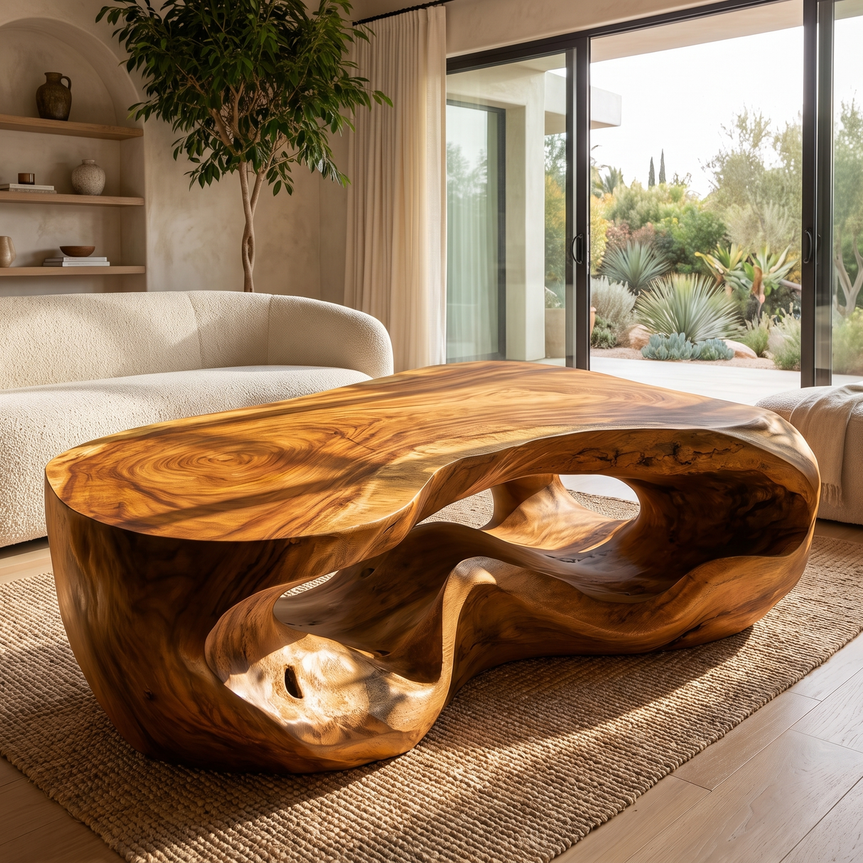 Kaelith Sculpted Solid Wood Coffee Table