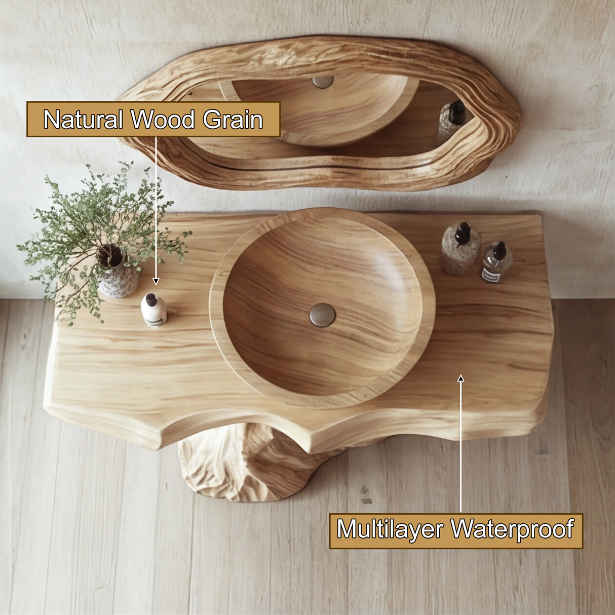 Kaelith Treeform Sculpted Solid Wood Freestanding Bathroom Vanity - Timberustic Freestanding Bathroom Vanity