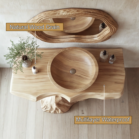 Kaelith Treeform Sculpted Solid Wood Freestanding Bathroom Vanity - Timberustic Freestanding Bathroom Vanity