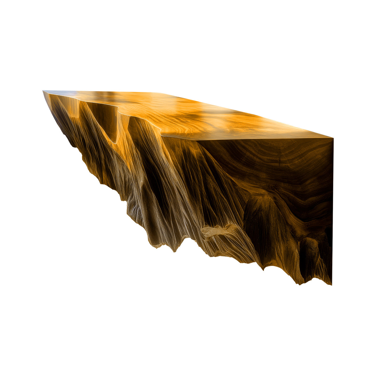 Kaelor Sculpted Solid Wood Mountain Floating Shelf Teak - Timberustic Floating Shelf