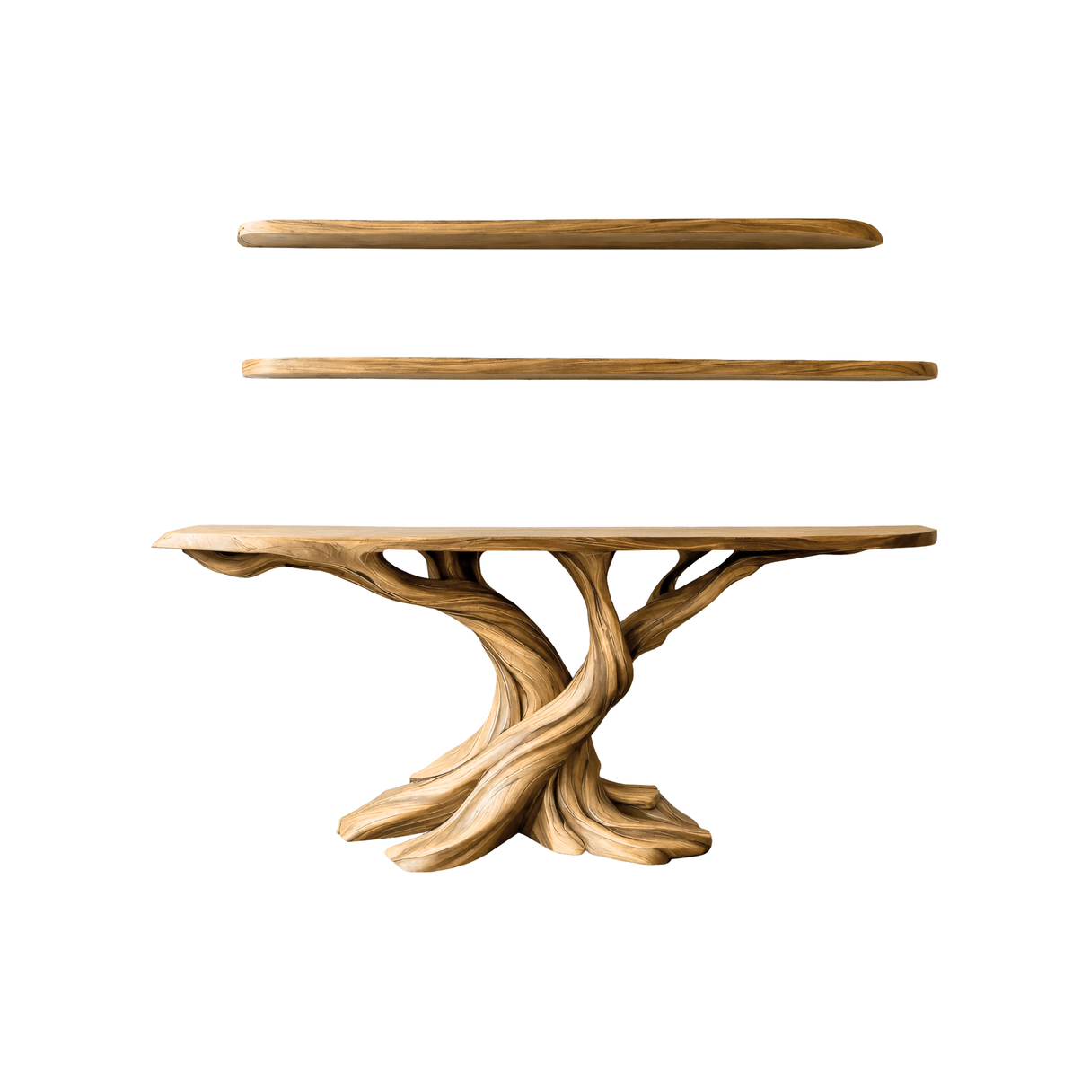 Kaelorin Live Edge Solid Wood Console Table with Shelves Natural Oak - Timberustic Console Table with Shelves