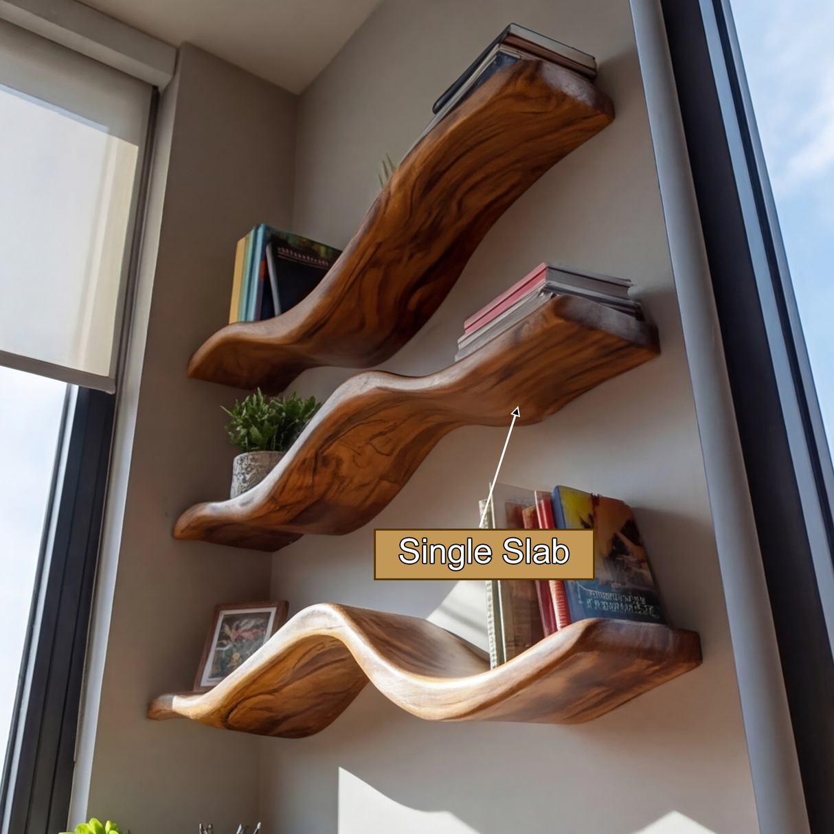 Kaelric Sculpted Solid Wood Floating Shelf SPA963598 - Timberustic Floating Shelf