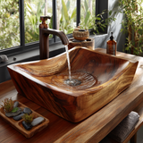 Kaelric Sculpted Solid Wood Vessel Sink - Timberustic Vessel Sinks