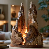 Kaelrith Sculpted Solid Wood Mountain Table Lamp