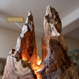 Kaelrith Sculpted Solid Wood Mountain Table Lamp