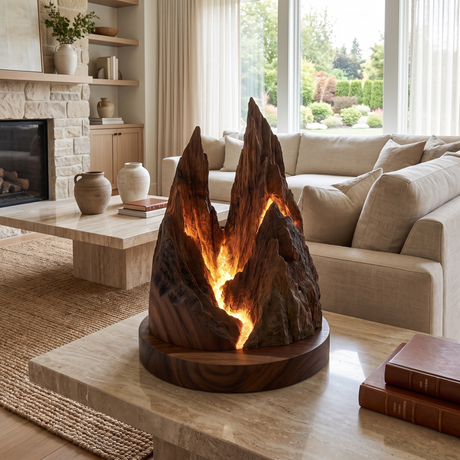 Kaelspire Sculpted Mountain Table Lamp Dark Walnut - Timberustic Table Lamp