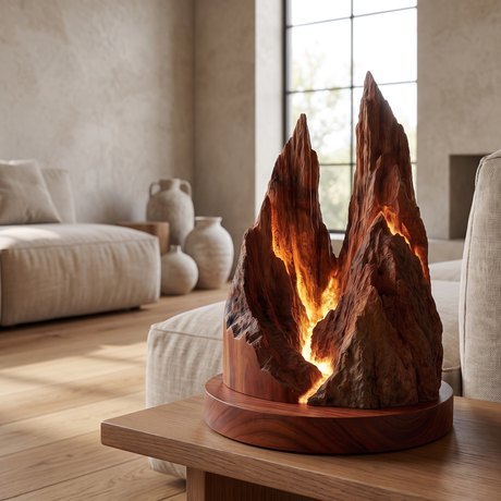 Kaelspire Sculpted Mountain Table Lamp Mahogany - Timberustic Table Lamp