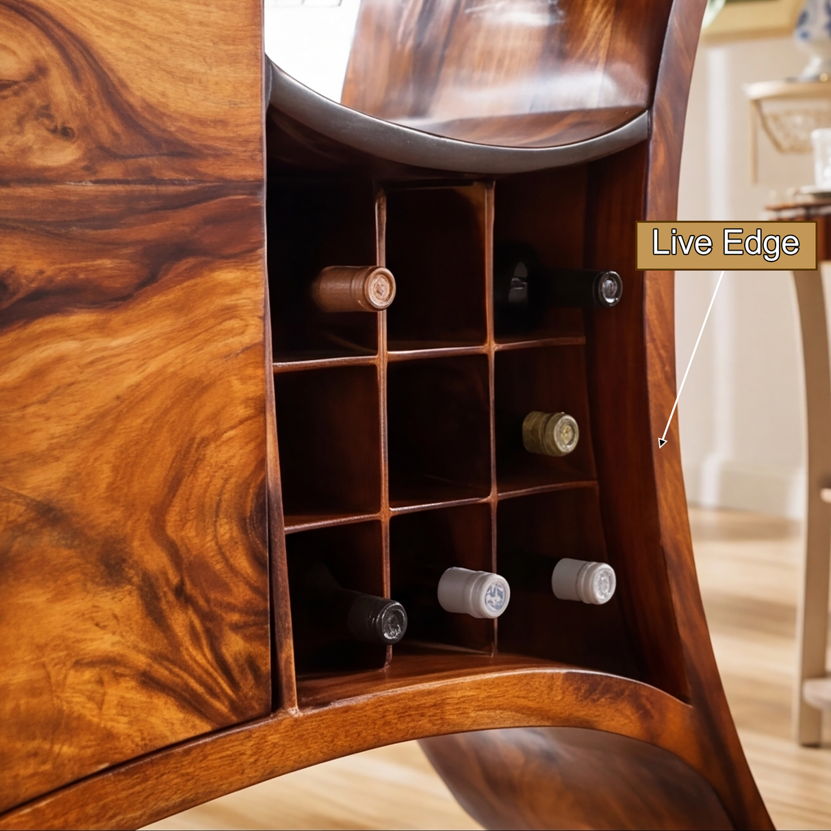 Kaelthor Handcrafted Solid Wood Bar Cabinet