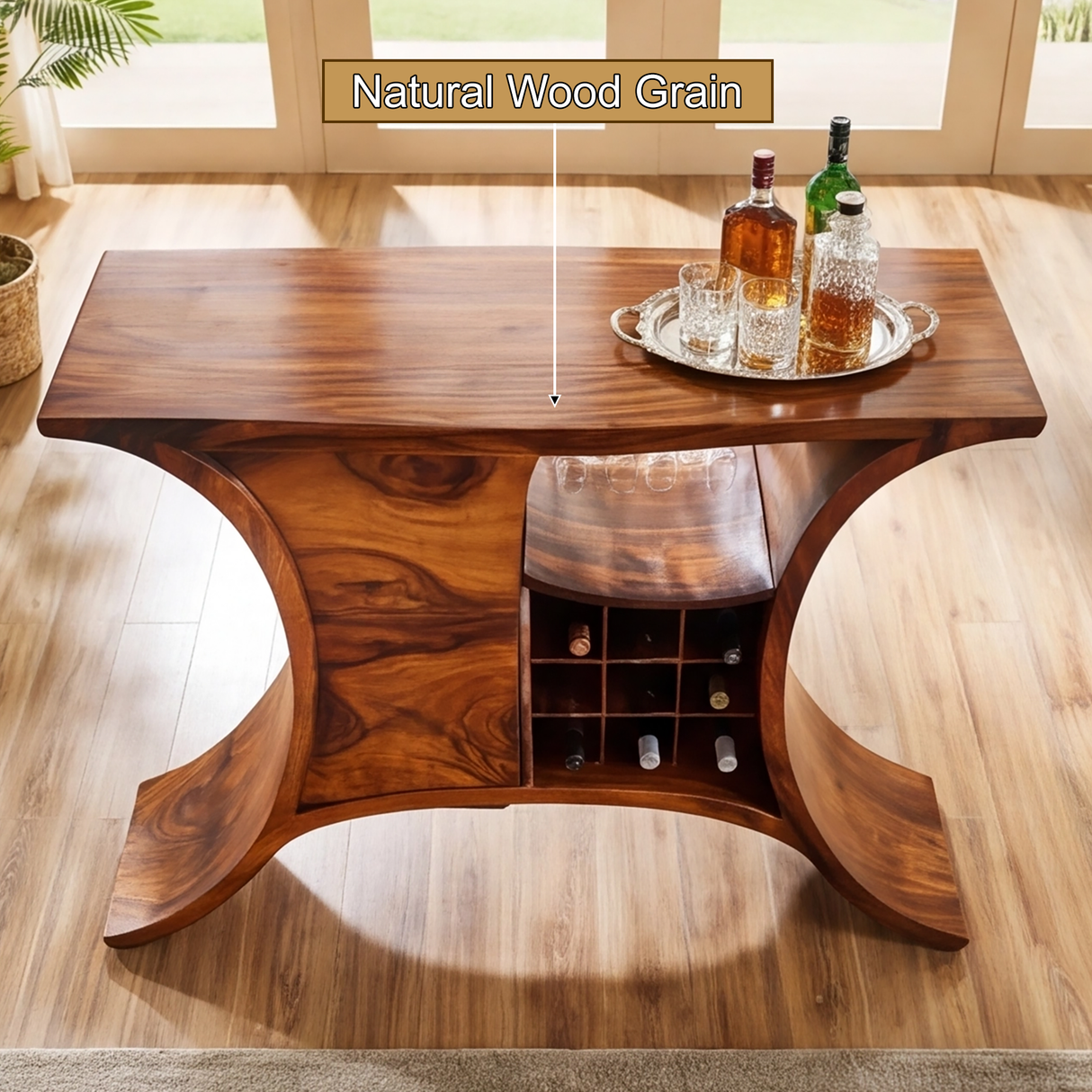 Kaelthor Handcrafted Solid Wood Bar Cabinet