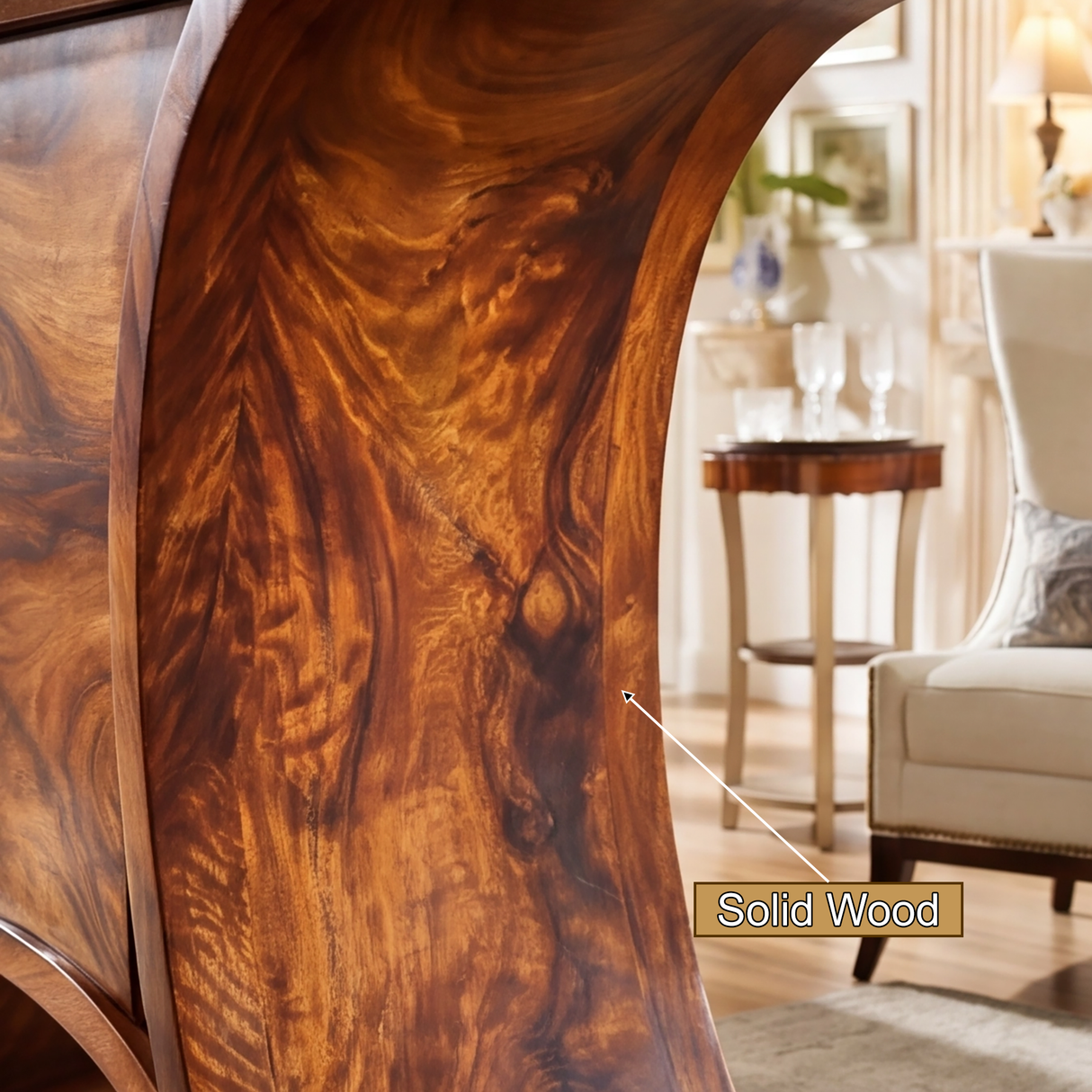 Kaelthor Handcrafted Solid Wood Bar Cabinet
