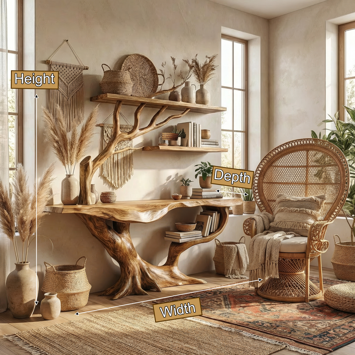 Kaelun Sculpted Solid Wood Console Table with Shelves - Timberustic Console Table with Shelves