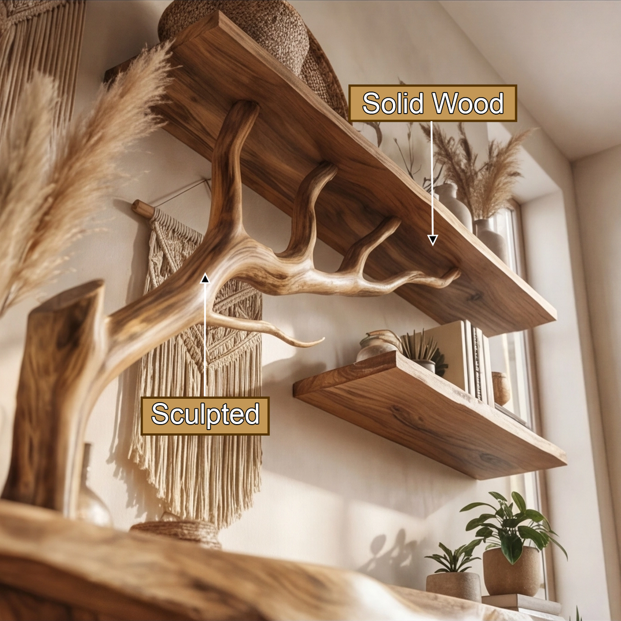Kaelun Sculpted Solid Wood Console Table with Shelves - Timberustic Console Table with Shelves