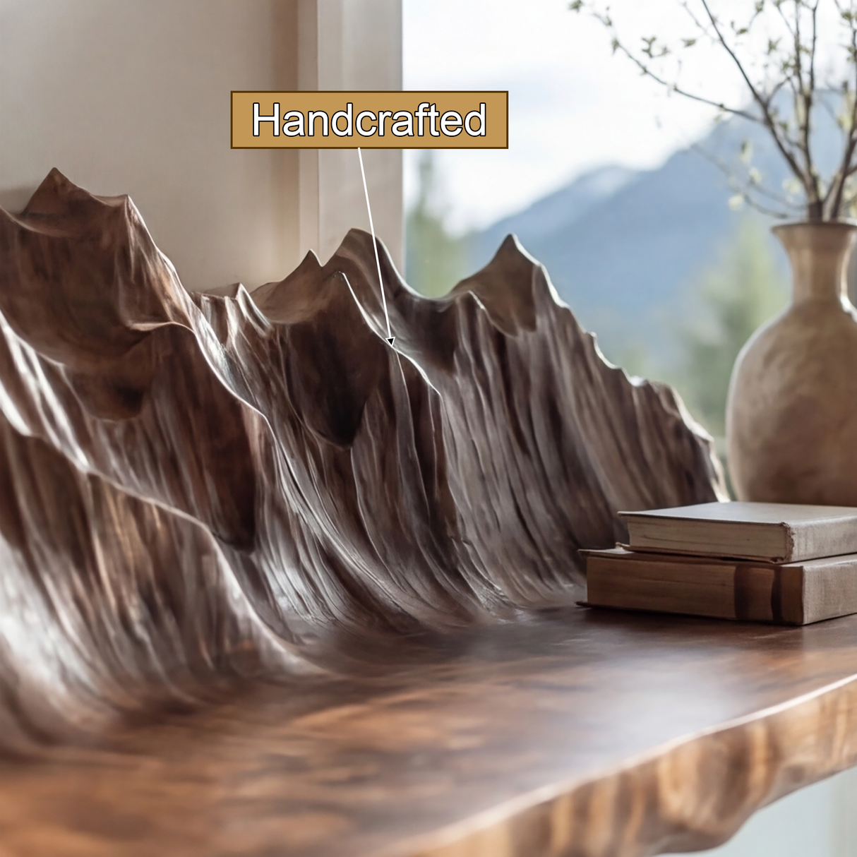 Kaelvorn Live Edge Solid Wood Mountain Floating Shelf SPA254893 - Timberustic Floating Shelf