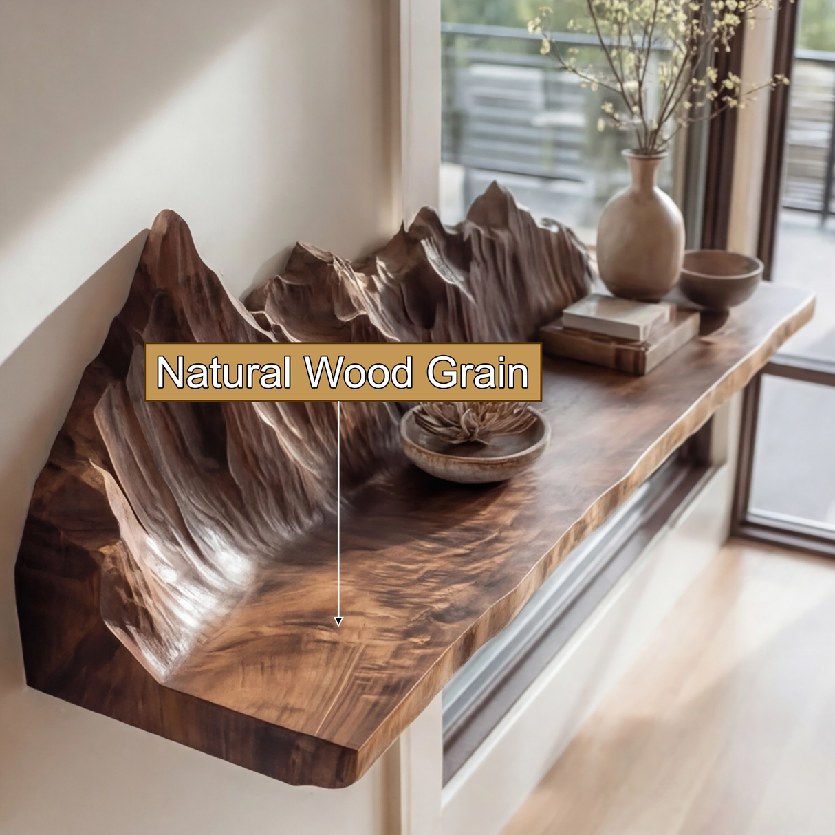 Kaelvorn Live Edge Solid Wood Mountain Floating Shelf SPA254893 - Timberustic Floating Shelf