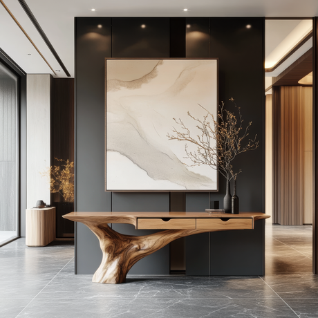 Kaelvorn Solid Wood Sculpted Console Table - Timberustic Console Table