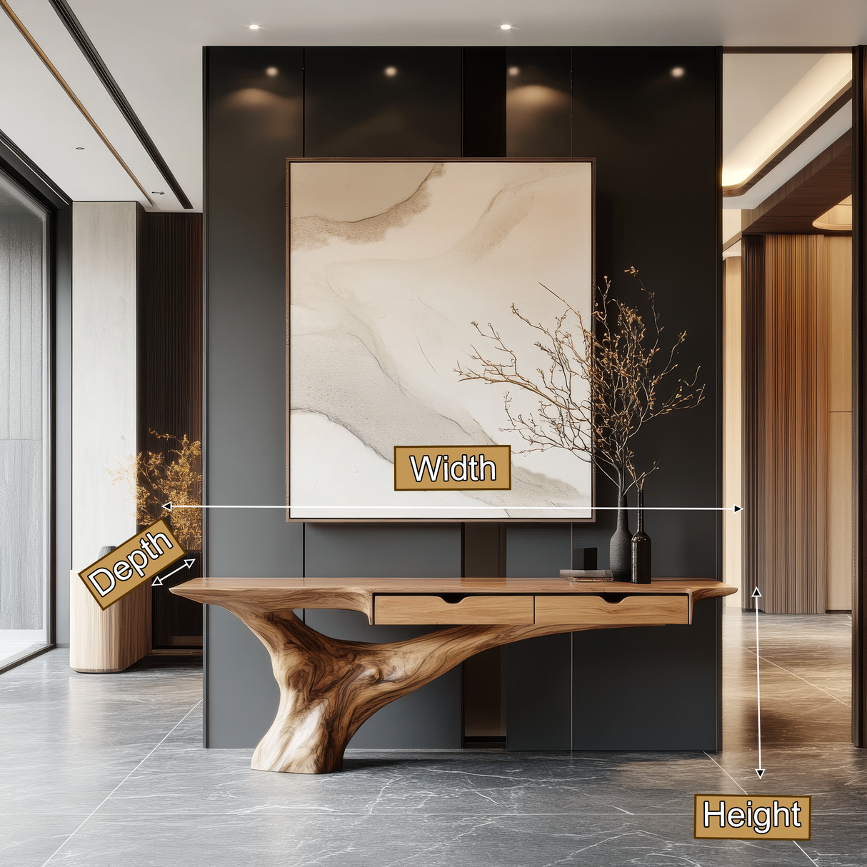 Kaelvorn Solid Wood Sculpted Console Table - Timberustic Console Table