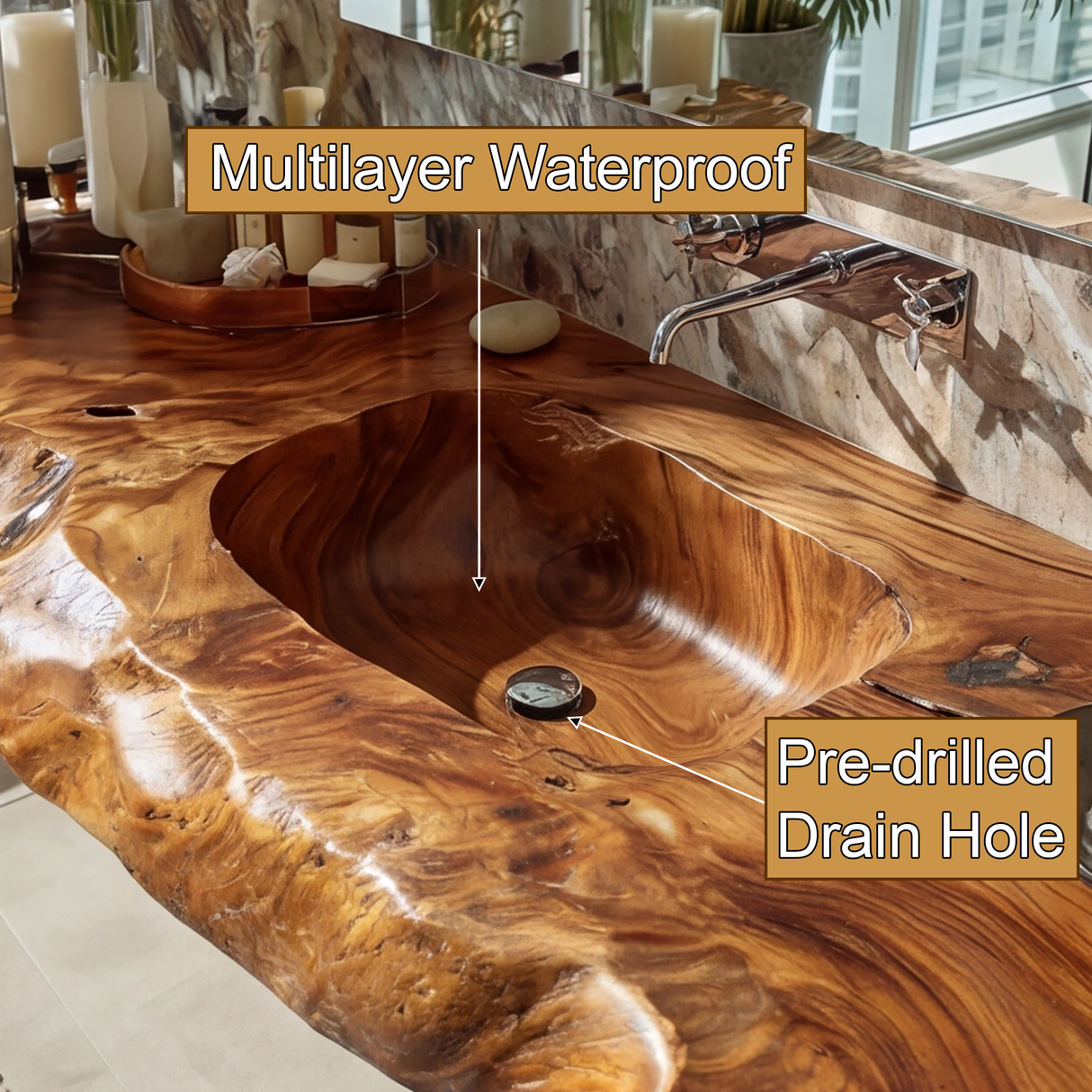 Kaelvyn Live Edge Solid Wood Floating Bathroom Vanity with Integrated Sink SPA254428 - Timberustic Floating Bathroom Vanity with Integrated Sink