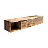 Kaevor Sculpted Solid Wood Floating Bathroom Vanity With Drawers Natural Oak - Timberustic Floating Bathroom Vanity With Drawers