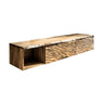 Kaevor Sculpted Solid Wood Floating Bathroom Vanity With Drawers Natural Oak - Timberustic Floating Bathroom Vanity With Drawers