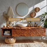 Kaevor Sculpted Solid Wood Floating Bathroom Vanity With Drawers - Timberustic Floating Bathroom Vanity With Drawers