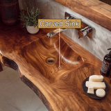 Kavero Handcrafted Live Edge Solid Wood Floating Bathroom Vanity with Integrated Sink SPA183672 - Timberustic Floating Bathroom Vanity with Integrated Sink