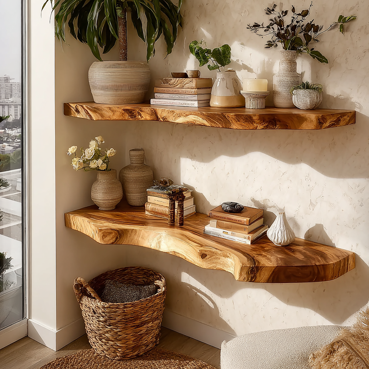 Kavion Live Edge Solid Wood Floating Shelf SPA486225 - Timberustic Floating Shelf