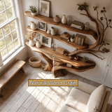 Kavion Sculpted Solid Wood Console Table with Shelves - Timberustic Console Table with Shelves