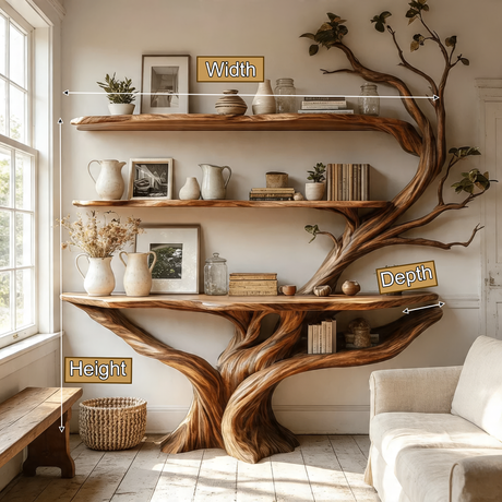 Kavion Sculpted Solid Wood Console Table with Shelves - Timberustic Console Table with Shelves